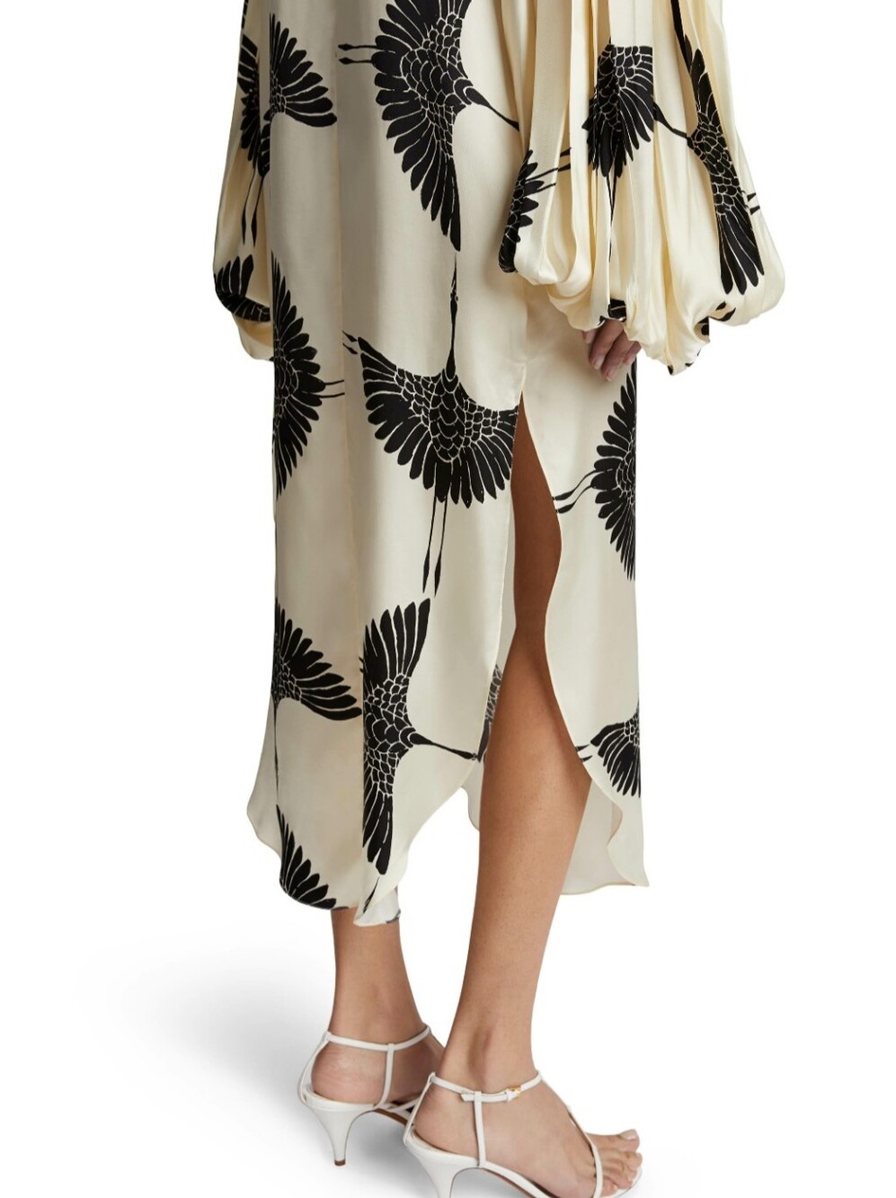 KHAITE Zelma Black & Cream Crane Print Dress - Picture 3 of 16